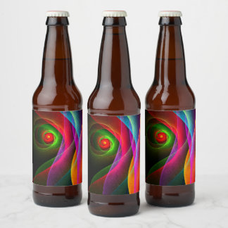 Etiqueta Para Botella De Cerveza Naranja Verde Rojo Patrón de arte abstracto modern