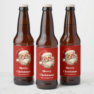 Etiqueta Para Botella De Cerveza Navidades de Holly Jolly Santa Claus Retro