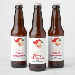 Etiqueta Para Botella De Cerveza Navidades del Viejo Santa Claus Retro Jolly