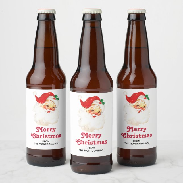 Etiqueta Para Botella De Cerveza Navidades del Viejo Santa Claus Retro Jolly (Botellas)