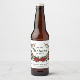Etiqueta Para Botella De Cerveza Navidades Greenery Wreath Holiday