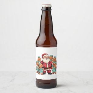 Etiqueta Para Botella De Cerveza Navidades Santa Claus Gingerbread Enfermeras