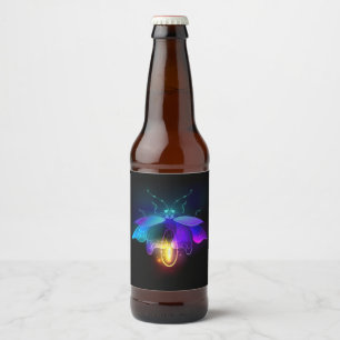 Etiqueta Para Botella De Cerveza Neon Firefly en negro