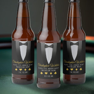 Etiqueta Para Botella De Cerveza Noche de póquer de corbata negra Despedida de solt