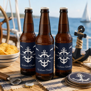 Etiqueta Para Botella De Cerveza Nombre de barco personalizado Timón del barco Ancl