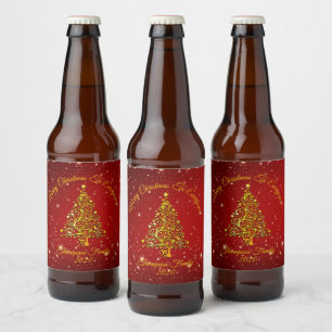 Etiqueta Para Botella De Cerveza Nombre de las estrellas del árbol de oro rojo de