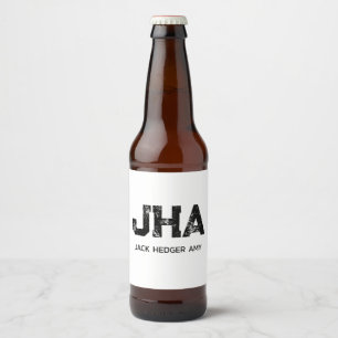 ETIQUETA PARA BOTELLA DE CERVEZA NOMBRE DE MONOGRAMA DE TRES LETRAS NEGRO MINIMALIS