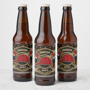 Etiqueta Para Botella De Cerveza NOMBRE DEL bombero Bombero Bomba Bandera del Depar