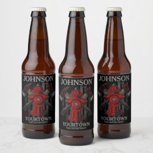Etiqueta Para Botella De Cerveza NOMBRE DEL bombero Departamento de bomberos Bander