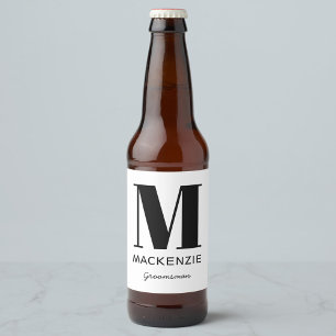 Etiqueta Para Botella De Cerveza Nombre del monograma del Groomsman