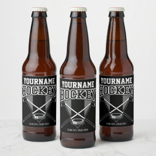 Etiqueta Para Botella De Cerveza NOMBRE personalizado Jugador de hockey Equipo de p