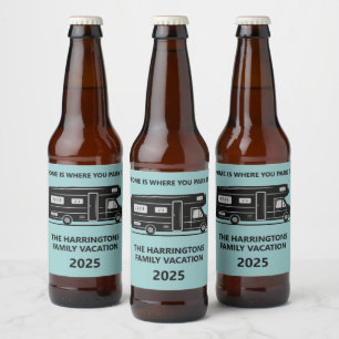 Etiqueta Para Botella De Cerveza Nombre personalizado, texto y color Furgoneta Camp