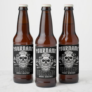 Etiqueta Para Botella De Cerveza NOMBRE Personalizado Viking Nórdico Warrior Herita