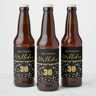 Etiqueta Para Botella De Cerveza Nombre tema 30 cumpleaños de Confetti en oro en ne