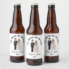 Etiqueta Para Botella De Cerveza Novia Skeleton y Groom
