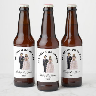 Etiqueta Para Botella De Cerveza Novia y Novio Esqueleto
