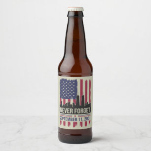 Etiqueta Para Botella De Cerveza Nunca Olvides el Día Memorial del 11 de Septiembre