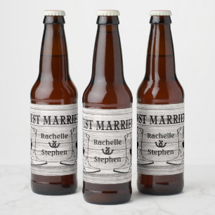 Etiqueta Para Botella De Cerveza Occidental Recién Casados Madera Boda Vaquero País