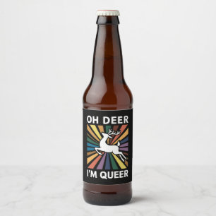 Etiqueta Para Botella De Cerveza Oh ciervo, soy lesbiana gay, gay, orgullo LGBT