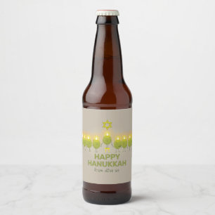 Etiqueta Para Botella De Cerveza Olive Hanukkah Menorah