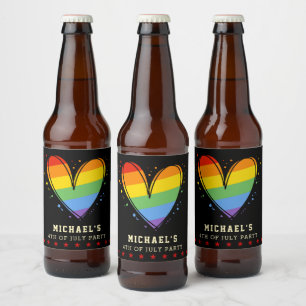 Etiqueta Para Botella De Cerveza Orgullo arcoiris LGBTQ Boda del corazón