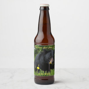 Etiqueta Para Botella De Cerveza Oso negro en lo salvaje