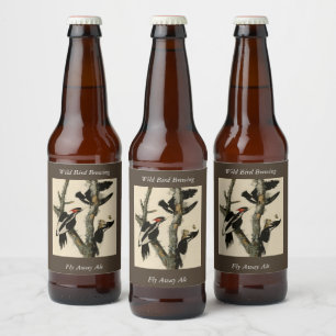 Etiqueta Para Botella De Cerveza Pájaros de América del pájaro carpintero audubon