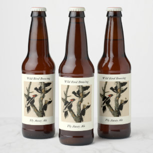 Etiqueta Para Botella De Cerveza Pájaros de América del pájaro carpintero audubon