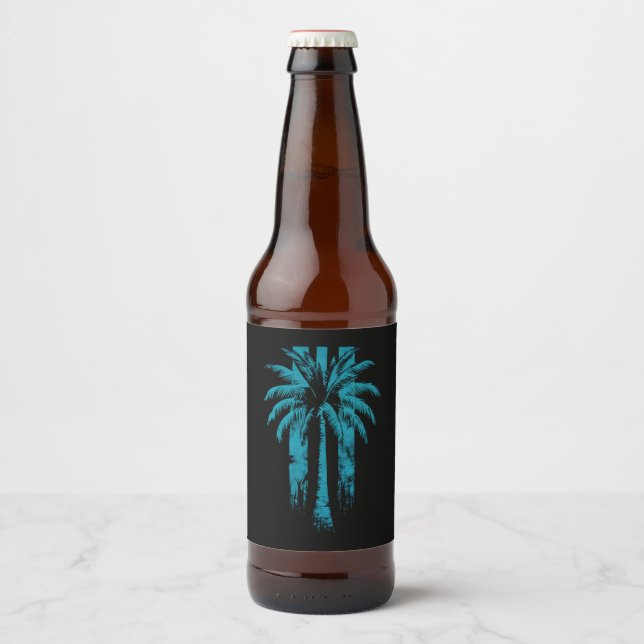 Etiqueta Para Botella De Cerveza Palm Tree de vacaciones tropicales de verano de Ha (Anverso)