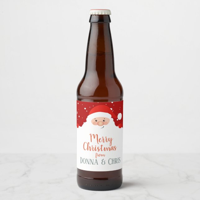 Etiqueta Para Botella De Cerveza Papá Noel - Feliz Navidad - Personalizado (Anverso)