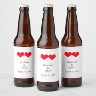 Etiqueta Para Botella De Cerveza Pareja Bonita Corazones Rojos Boda Día de San Vale