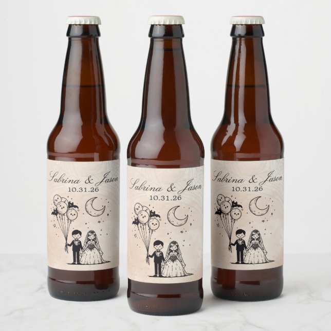 Etiqueta Para Botella De Cerveza Pareja pequeña y fantasmal (Botellas)