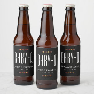 Etiqueta Para Botella De Cerveza Parejas Baby Shower BBQ BBQ Backyard