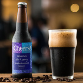 Etiqueta Para Botella De Cerveza Partido Bachelorette Purpurina Azul