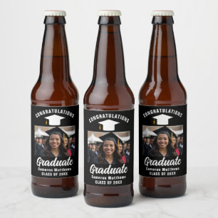 Etiqueta Para Botella De Cerveza Partido de Graduación de Foto de Graduado Blanco N