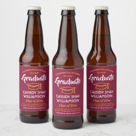 Etiqueta Para Botella De Cerveza Partido de Graduación Felicidades Amarillo rojo ma