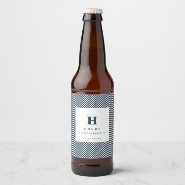 Etiqueta Para Botella De Cerveza PARTIDO DE GRADUACIÓN INICIAL azul (Anverso)