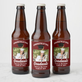 Etiqueta Para Botella De Cerveza Partido de Graduación Maroon White Graduate Foto 2