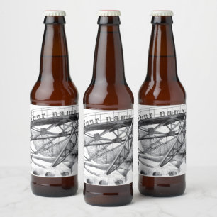 Etiqueta Para Botella De Cerveza Pasarela antigua. Dibujo a lápiz.