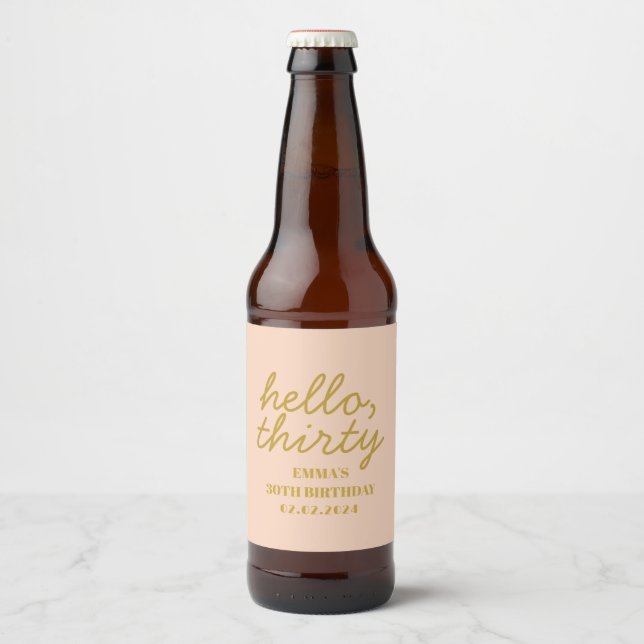 Etiqueta Para Botella De Cerveza Pastel Peachy Hello Thirthday Favor Box (Anverso)