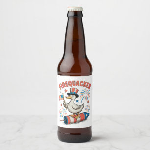 Etiqueta Para Botella De Cerveza Pato Patriótico Firequacker 4 de Julio 250º