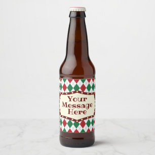 Etiqueta Para Botella De Cerveza Patrón Argyle navidades