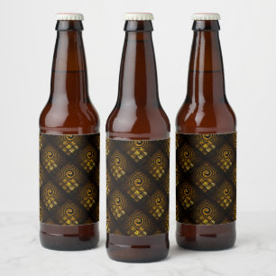 Etiqueta Para Botella De Cerveza Patrón de arte abstracto boho elegante moderno dor
