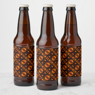 Etiqueta Para Botella De Cerveza Patrón de arte abstracto elegante boho moderno dor