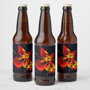 Etiqueta Para Botella De Cerveza Patrón de arte abstracto moderno floral amarillo r