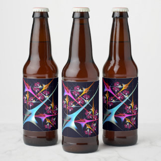 Etiqueta Para Botella De Cerveza Patrón de color de arte de color rosa floral moder