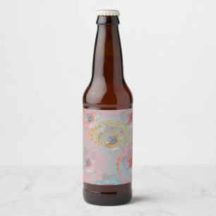 Etiqueta Para Botella De Cerveza Patrón de flores coloridas con líneas gráficas pun