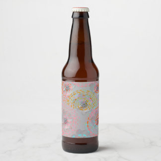 Etiqueta Para Botella De Cerveza Patrón de flores coloridas con líneas gráficas pun