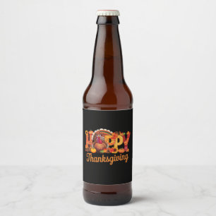 Etiqueta Para Botella De Cerveza Pavos Felices de Acción de Gracias Otoño