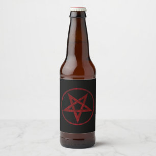 Etiqueta Para Botella De Cerveza Pentagram del diablo Rojo